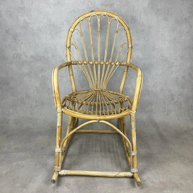 Rattan Rocking Chair, 1960s For Sale - Image 9 of 10
