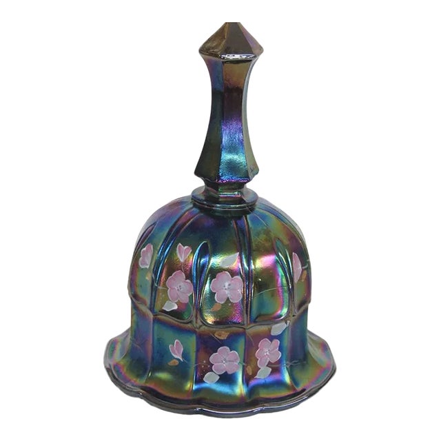 Fenton Carnival Glass Amethyst Hand Painted Flowers Bell For Sale