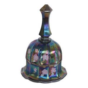 Fenton Carnival Glass Amethyst Hand Painted Flowers Bell