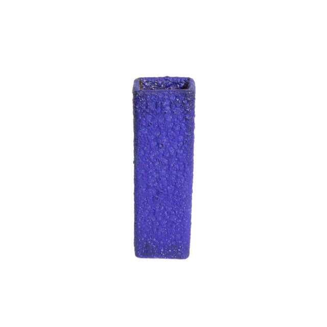 A West German fat lava vase produced by the German ceramics manufacturer Silberdistel Keramik. This dark blue vase...