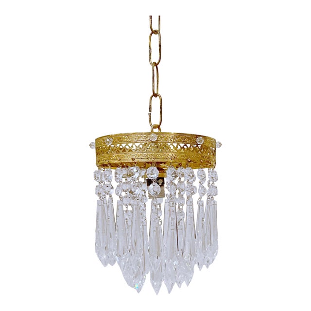 1960s Italian Brass Upside Down Layered Chandelier For Sale