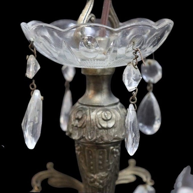 Neoclassical Crystal & Gilt Bronze 15-Light Chandelier C1940 For Sale - Image 3 of 10