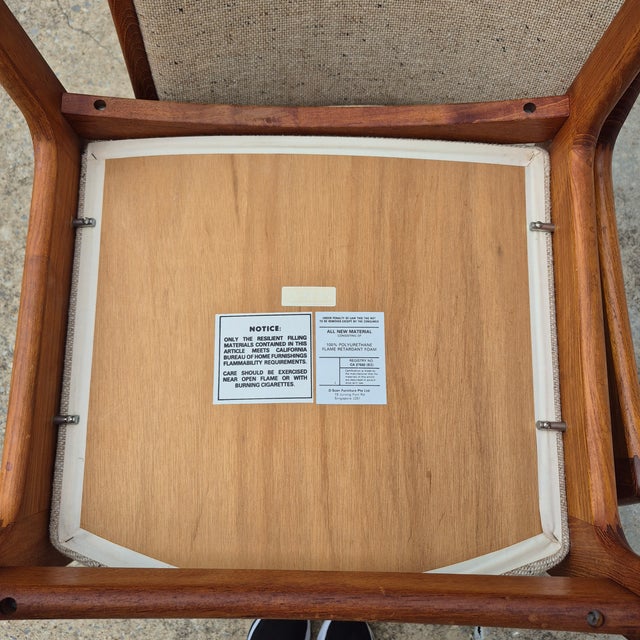 1970s D-Scan Danish Modern Style Teak Arm Chairs Oatmeal Upholstery, a Pair For Sale - Image 11 of 14