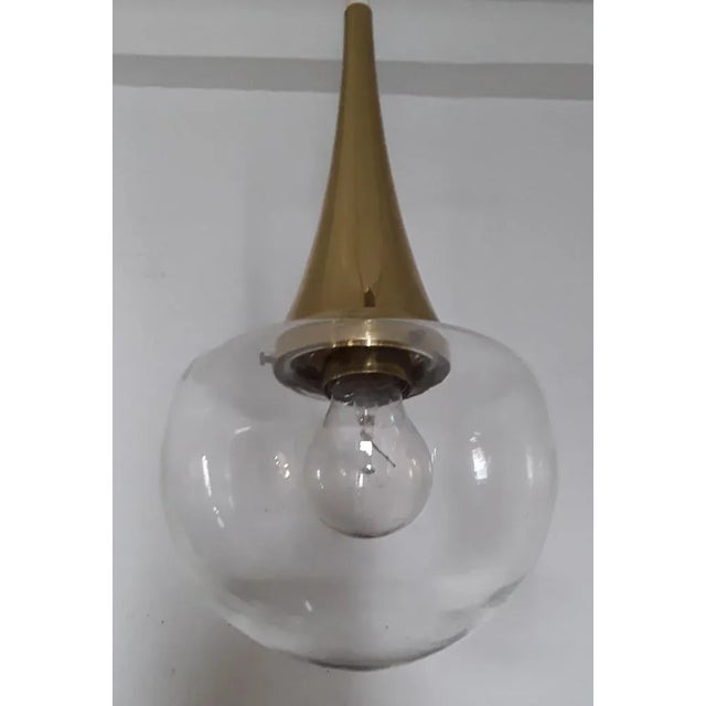 Vintage Cascade Lamp with Golden Metal Frame & 3 Clear Glass Shades from Kaiser, 1970s For Sale - Image 4 of 8