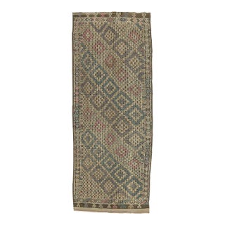 Mid 20th Century Embroidered Vintage Turkish Kilim Rug For Sale