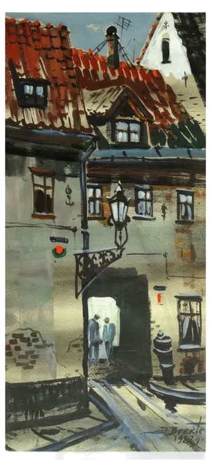 Janis Brekte, Gates in the Town, 1982, Watercolor on Paper