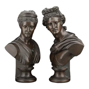 French 19 Century Apollo and Daphne Bronze Clad Busts - A Pair