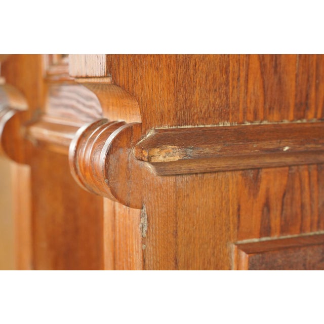 Antique Victorian Burl Veneer Paneled Oak Fireplace Mantel For Sale - Image 14 of 16