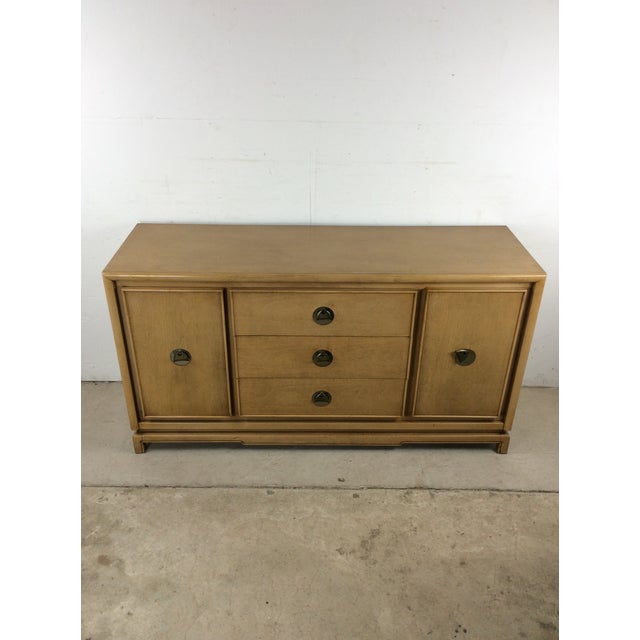 Mid-Century Modern Mid Century Modern Credenza With Limed Oak Finish & Brass Hardware For Sale - Image 3 of 18