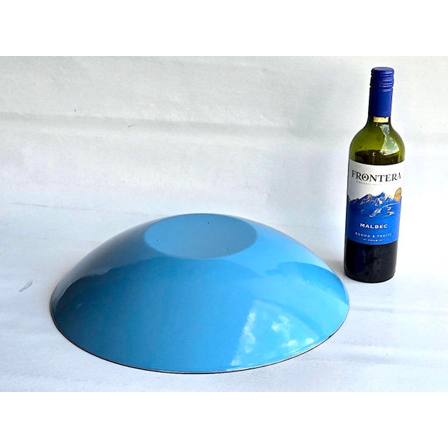 Metal Vintage Large Blue Enamel on Steel Bowl in the Style of Krenit For Sale - Image 7 of 13