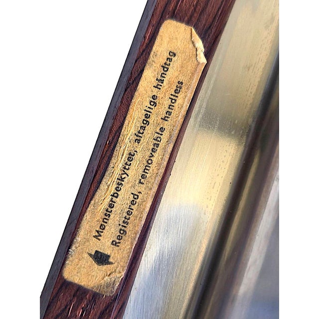 1960s Stelton Denmark Stainless Steel Tray With Rosewood Handles Designed by Arne Jacobsen For Sale - Image 12 of 12