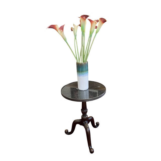 Set of Three Regency-Style Cast Iron Pedestal Tables With Black Stone Tops For Sale - Image 15 of 15