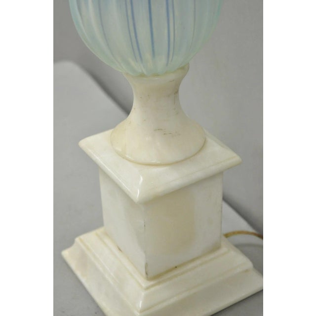 Vintage Murano Italian Mid Century Modern Blue Blown Glass Marble Table Lamp For Sale - Image 9 of 15