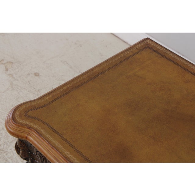 Wood Maitland Smith Mahogany Leather Top Console Table For Sale - Image 7 of 16