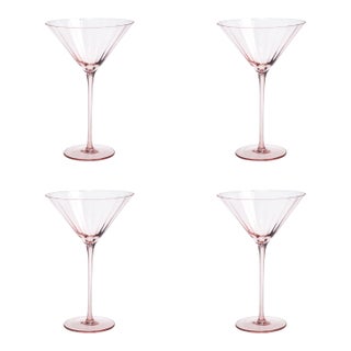 Malden 4-Piece Set Optic Martini Glasses, Pink For Sale