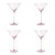 Malden 4-Piece Set Optic Martini Glasses, Pink For Sale
