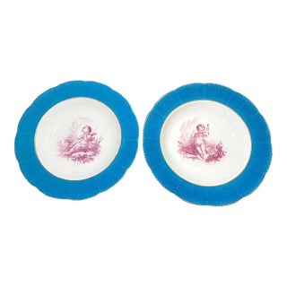 Pair of Antique Hand Painted Porcelain Minton John Mortlock Cherub Putti Bowls For Sale