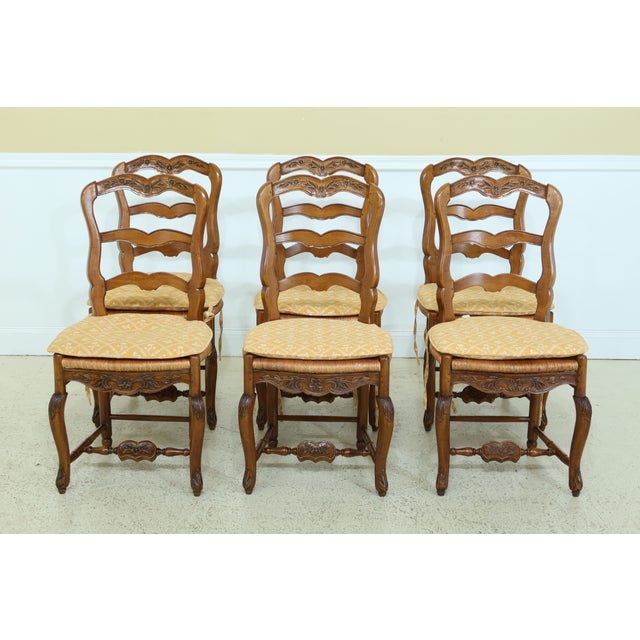 Set Of 6 Pierre Dux French Style Rush Seat Dining Room Chairs