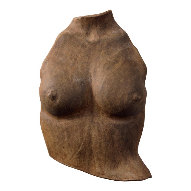 Vintage Realist Signed Ceramic Torso Wall Sculpture For Sale
