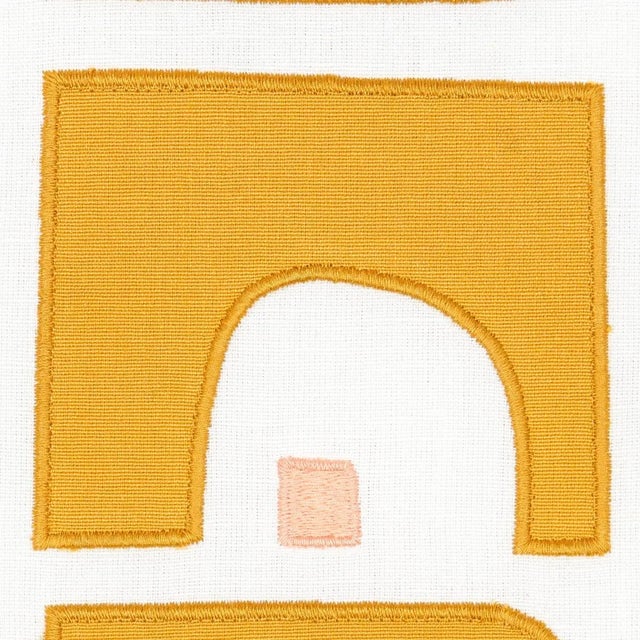 Abstract Schumacher X Hadiya Williams Den Applique Fabric in Ochre For Sale - Image 3 of 5