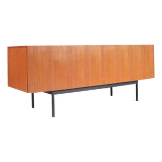 Vintage German Teak Sideboard on Black Metal Base by Dieter Wäckerling for Behr, 1950s For Sale