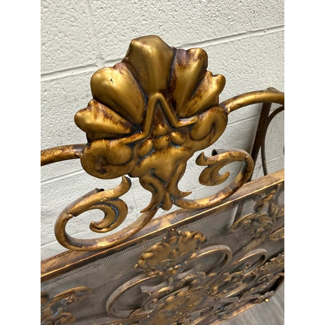 Vintage Hollywood Regency / Rococo Revival Folding Fireplace Screen For Sale - Image 4 of 10