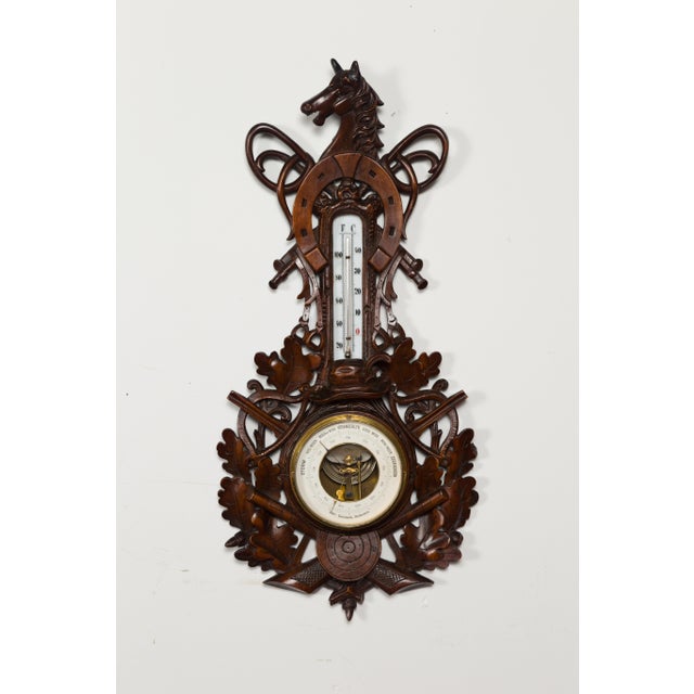 Late 19th Century Dutch Carved Wooden Barometer with Horse Motif by Gebroeders Caminada, Rotterdam For Sale - Image 5 of 12