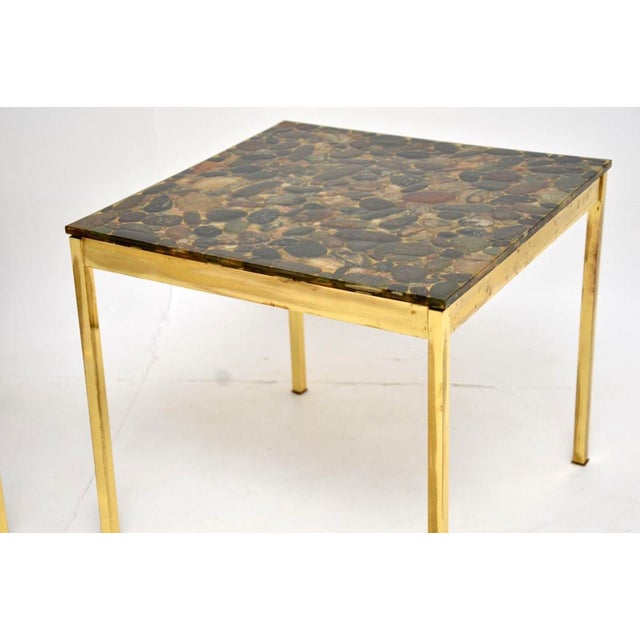 Vintage Swedish Brass and Stone Side Tables, 1970, Set of 2 For Sale - Image 12 of 13