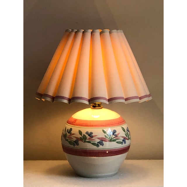 Vintage Hand-Glazed Floral Pottery Lamps — a Pair For Sale - Image 9 of 12