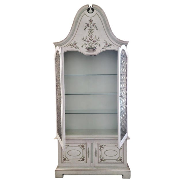 Rare Decorative John Widdicomb Cabinet With Hand-Painted Speckled Finish Palm Beach Regency / Gustavian Crossover For Sale In West Palm - Image 6 of 16