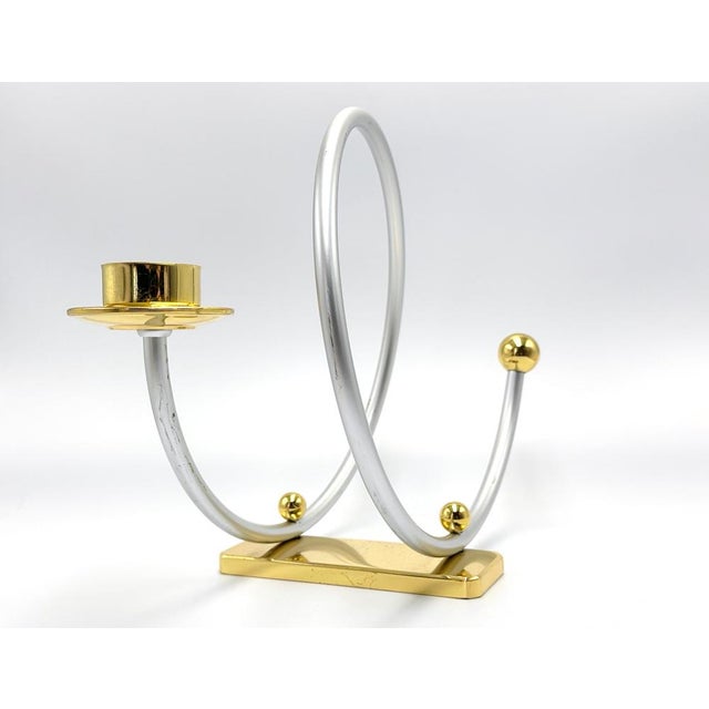 1980s Vintage Brass and Aluminium Candleholder, 1980s For Sale - Image 5 of 11
