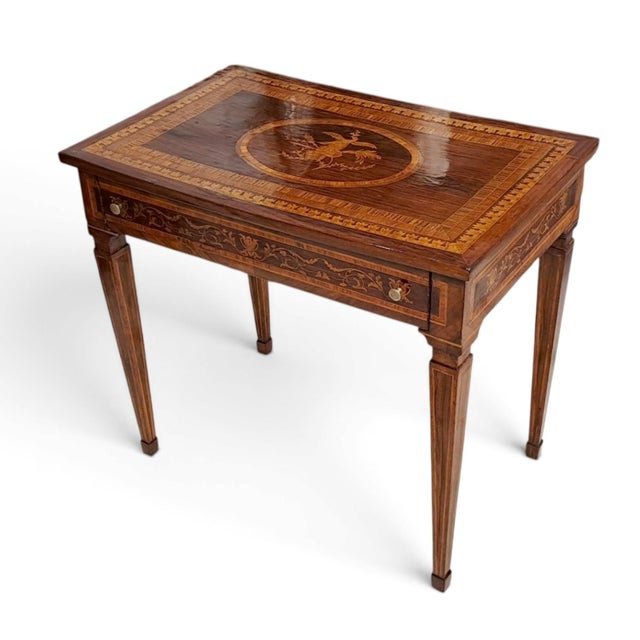 Small Antique Inlaid Desk, 1800s For Sale - Image 11 of 11
