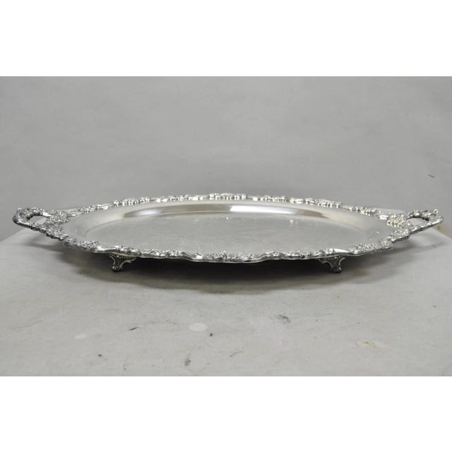 Vintage Poole 400 Lancaster Rose Silver Plated Bar Serving Platter Tray on Feet For Sale - Image 10 of 15