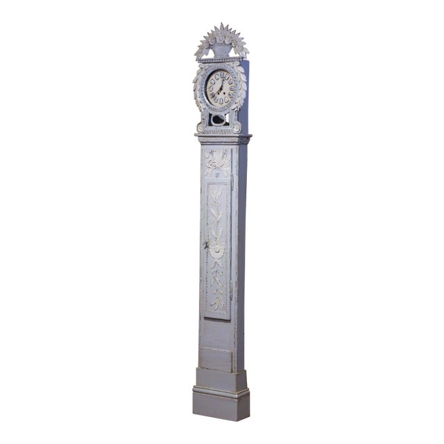 Early 19th Century French Normandy Painted Longcase Grandfather Clock For Sale