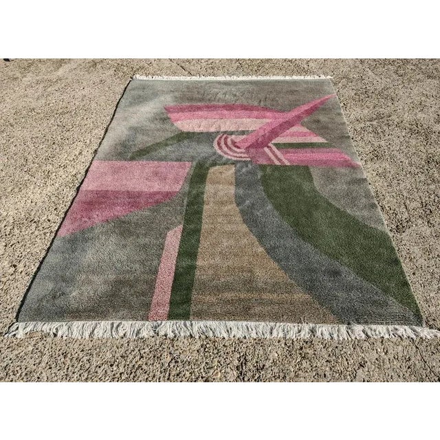 Postmodern Postmodern Hand-Knotted Wool Rug, India, 1990s For Sale - Image 3 of 12