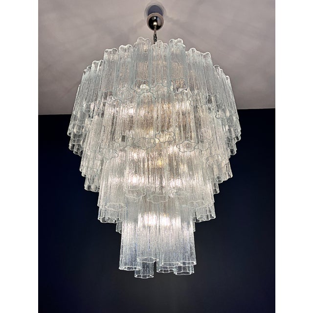 Large Vintage Clear Murano Glass Tiered Chandelier, 1990s For Sale - Image 13 of 16
