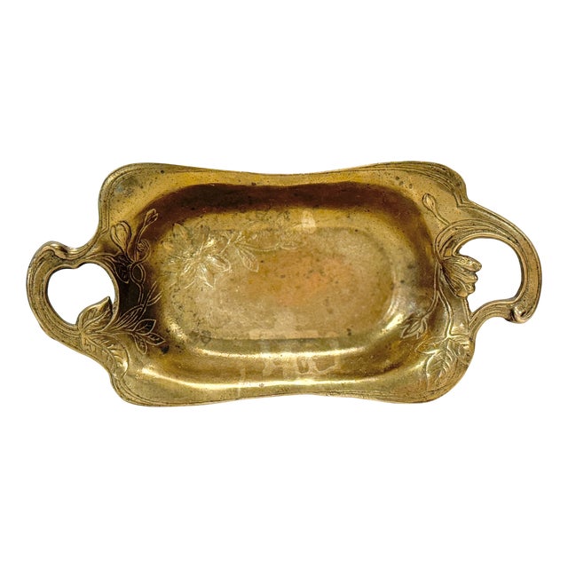 Art Nouveau Brass Tray with Handles, 1930s For Sale