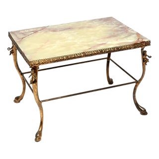 Vintage French Brass and Onyx Coffee Table, 1920 For Sale