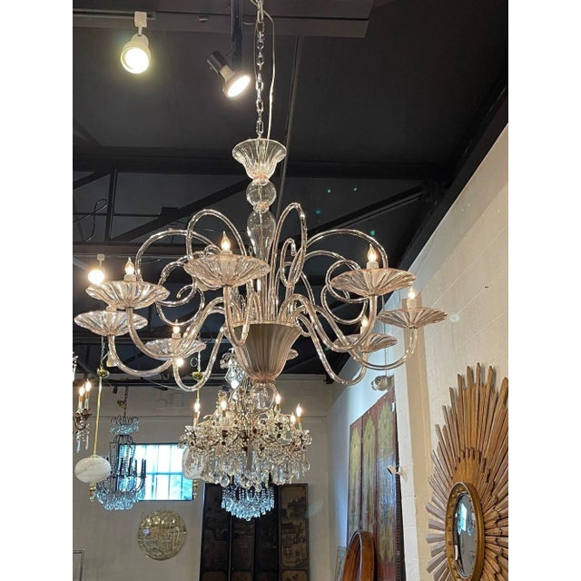 Modern Pink Murano Glass Chandelier With 8 Lights For Sale - Image 4 of 11