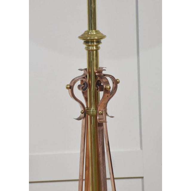 Brass and Copper Standard Lamp, 1890s For Sale - Image 4 of 7