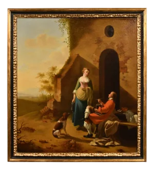 Follower of Jan Vermeer d'Utrecht, Genre Scene, 1750, Oil on Canvas, Framed