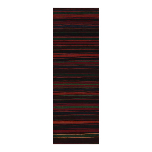 1950s Vintage Afghan Tribal Kilim Rug With Colorful Stripes - 3x9 For Sale