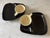 Pair of vintage mid century black and white glaze and ceramic "TV Set" or "Soup and Sandwich" combo dishes made by Rubel....
