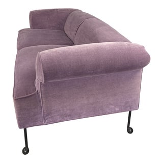 Pair of Thistle Velvet Upholstered Loveseats For Sale