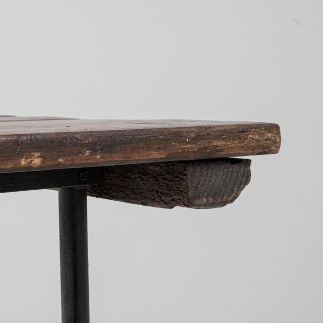 Wood 20th Century French Metal Table With Wooden Top For Sale - Image 7 of 18