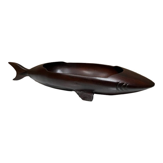 1970s Sculptural Shark Wood Bowl Catch All For Sale