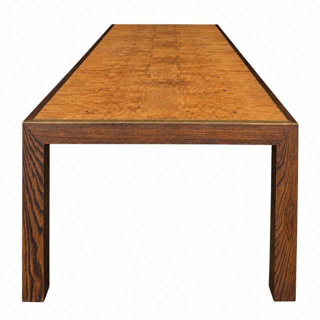 Wood 1970s John Richardson Parsons-Style Oak and Bookmatched Ash Banquet Dining Table For Sale - Image 7 of 13