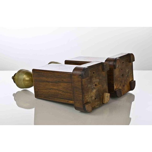 Traditional 19th Century French Empire Bronze Vases with Inlaid Wood, Set of 2 For Sale - Image 3 of 6