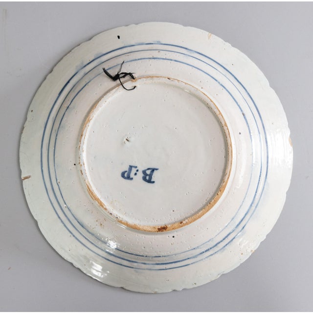 Antique 18th Century Dutch Delft Faience Tea Tree Scalloped Charger For Sale In Houston - Image 6 of 8