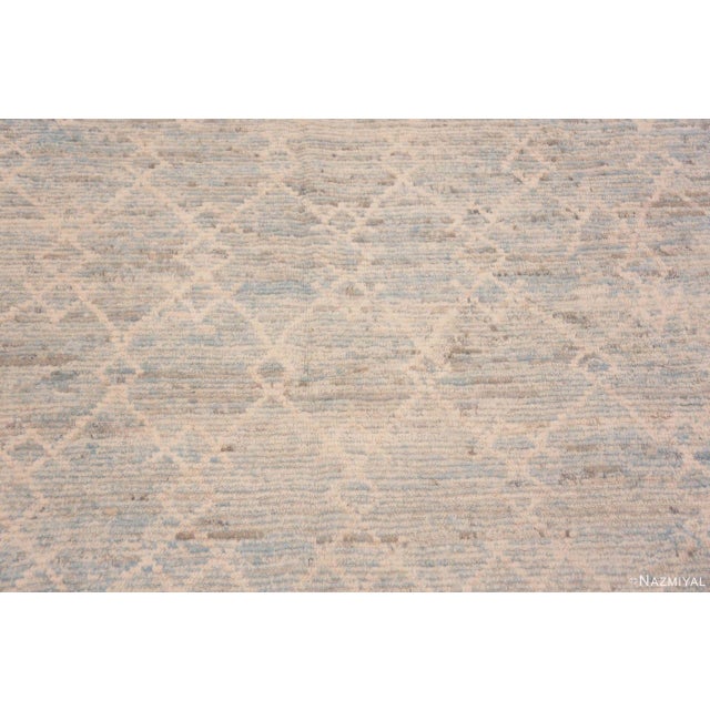 2020s Decorative Washed Out Light Blue And Creamy White Geometric Modern Rug For Sale - Image 5 of 8